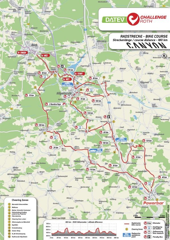 Streckenplan Radstrecke Challenge Roth 2026