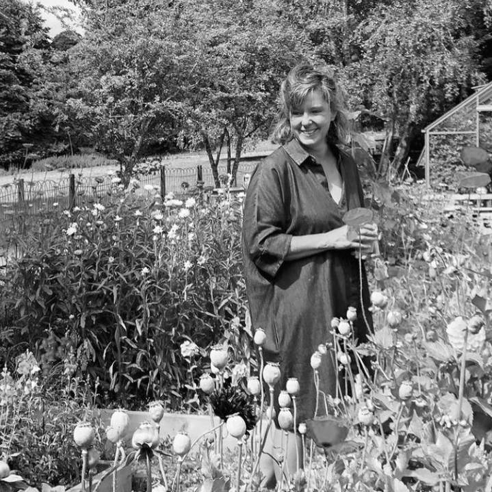 Joanna Game in her garden