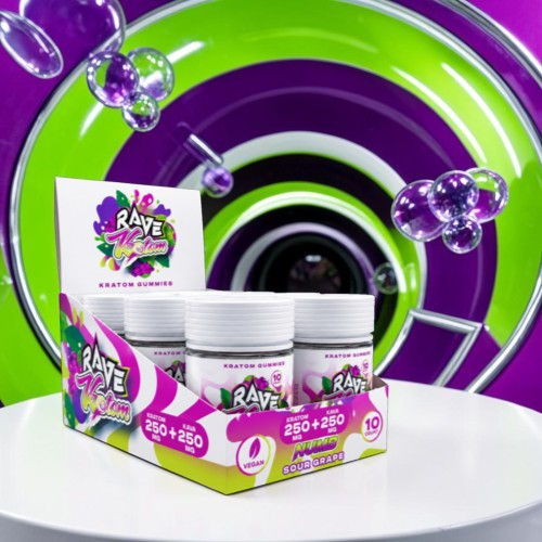 Colorful product display featuring jars on a vibrant purple and green background.