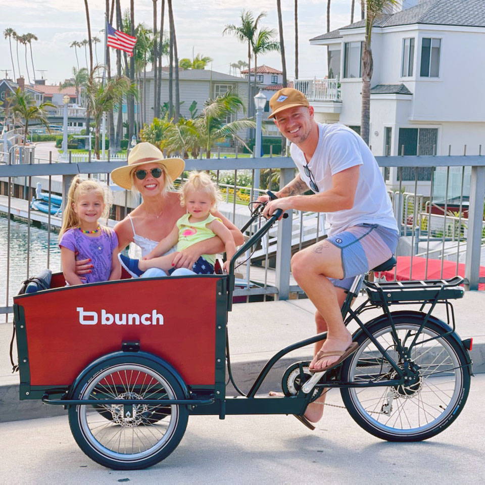 Family Riding Electric Cargo Bike