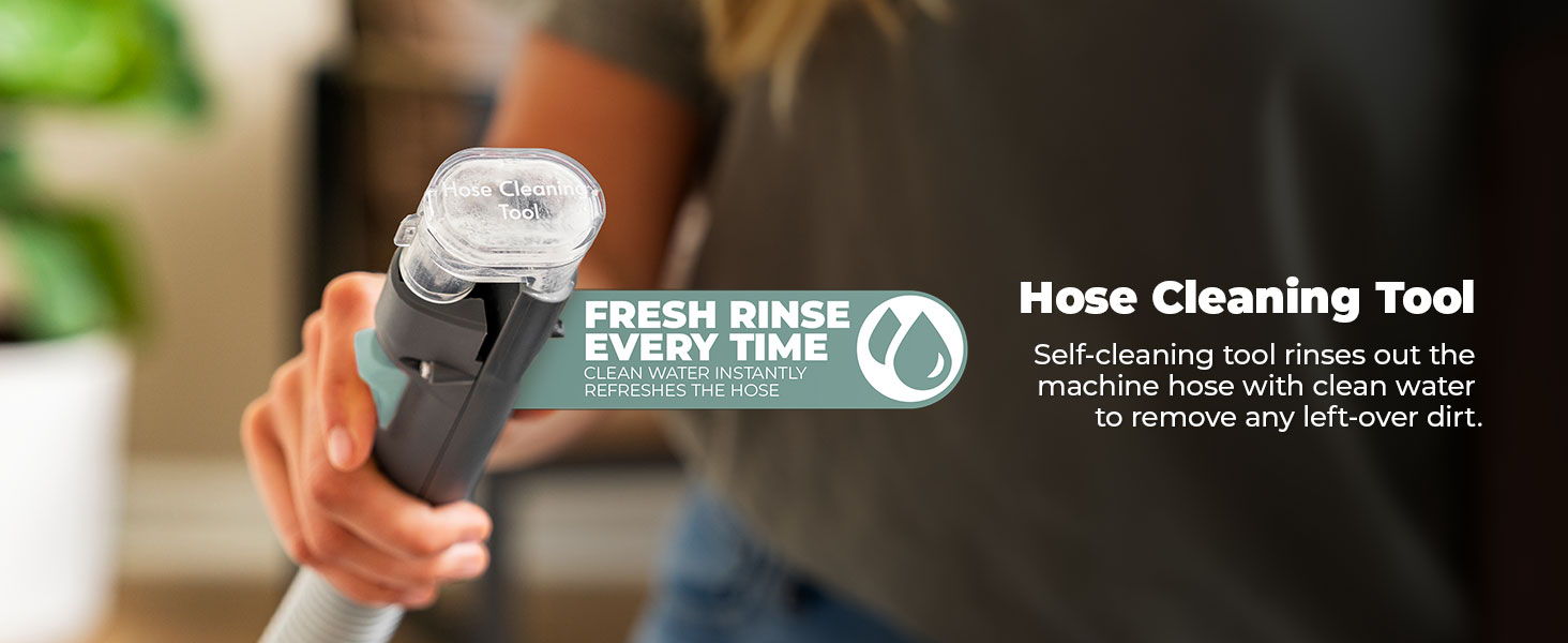 Hose cleaning tool with a user demonstrating its function.
