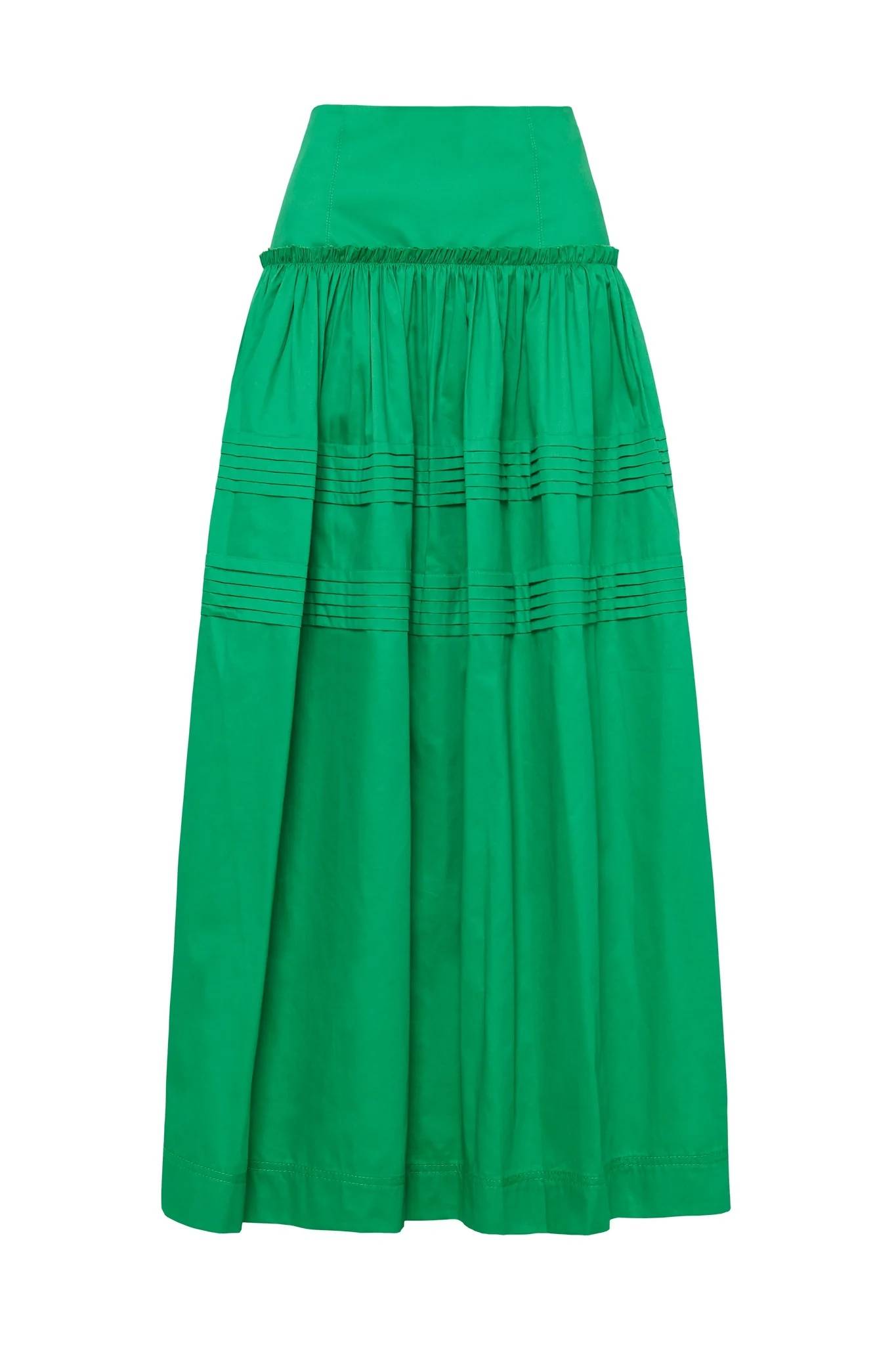 Emerald green pleated midi skirt