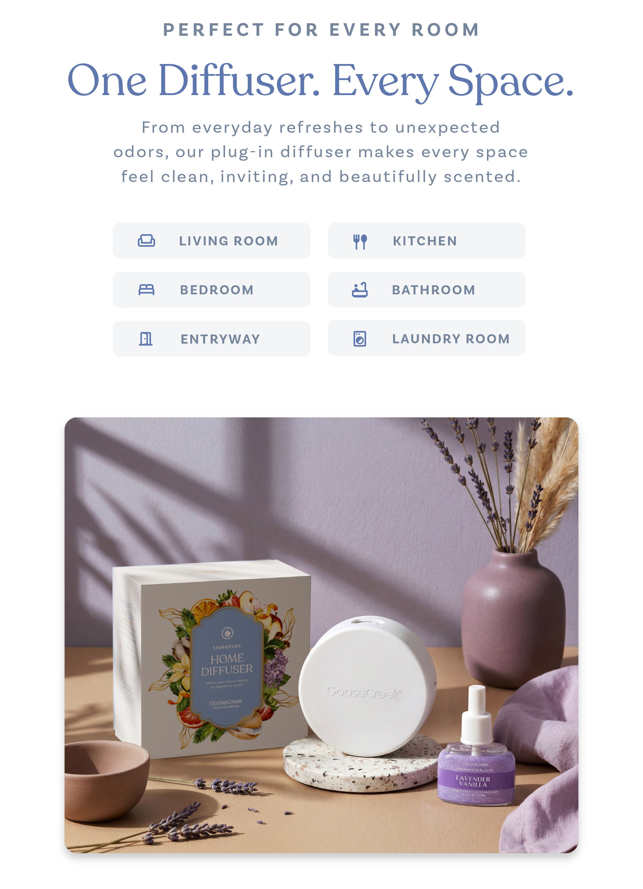 Diffuser product with essential oils and decorative packaging on a table.