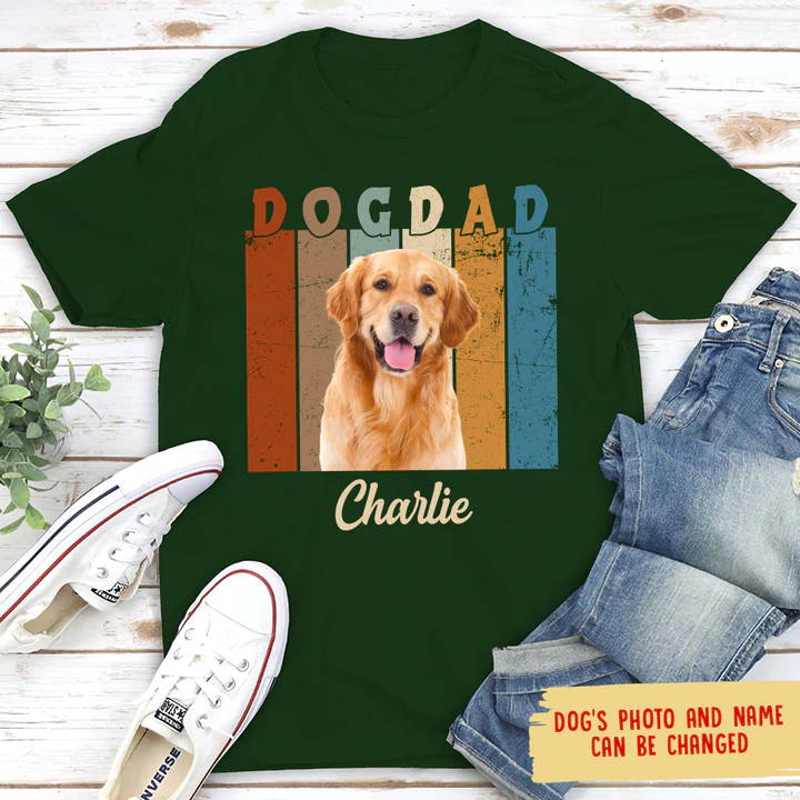 DOG DAD RETRO - PERSONALIZED CUSTOM UNISEX T-SHIRT