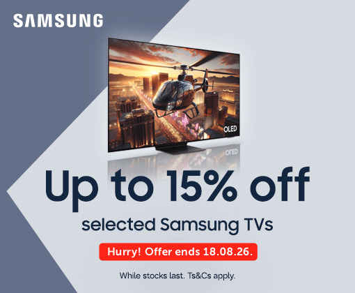 Up to 15% off selected Samsung TVs