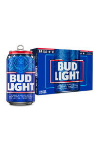 A can of Bud Light next to a 24-pack box.