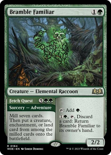 Bramble Familiar MTG card, Creature Elemental Raccoon
