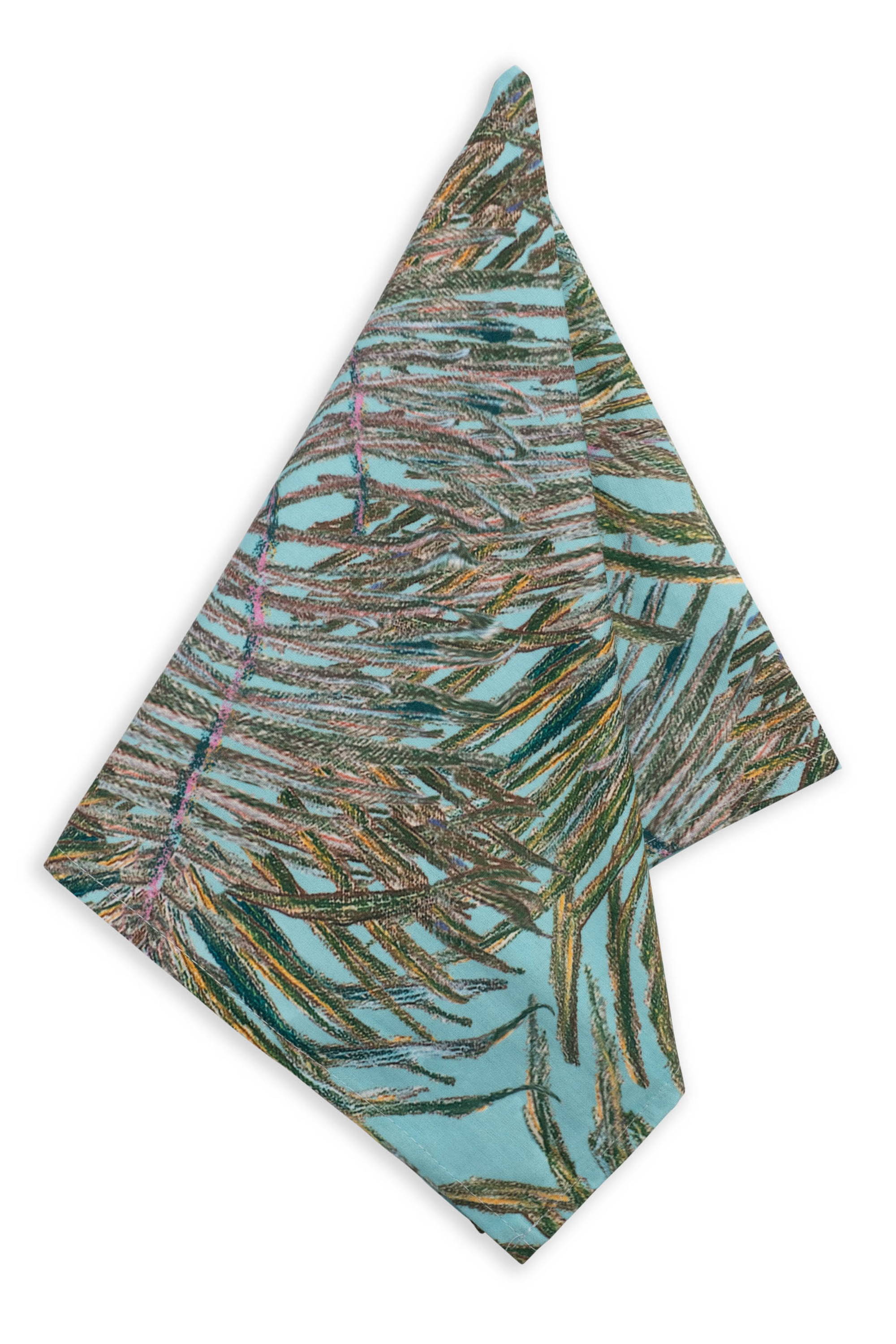 Green palm leaf printed cotton table cloth by Ala von Auersperg