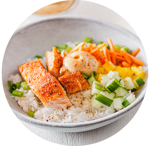 hot honey salmon bowls