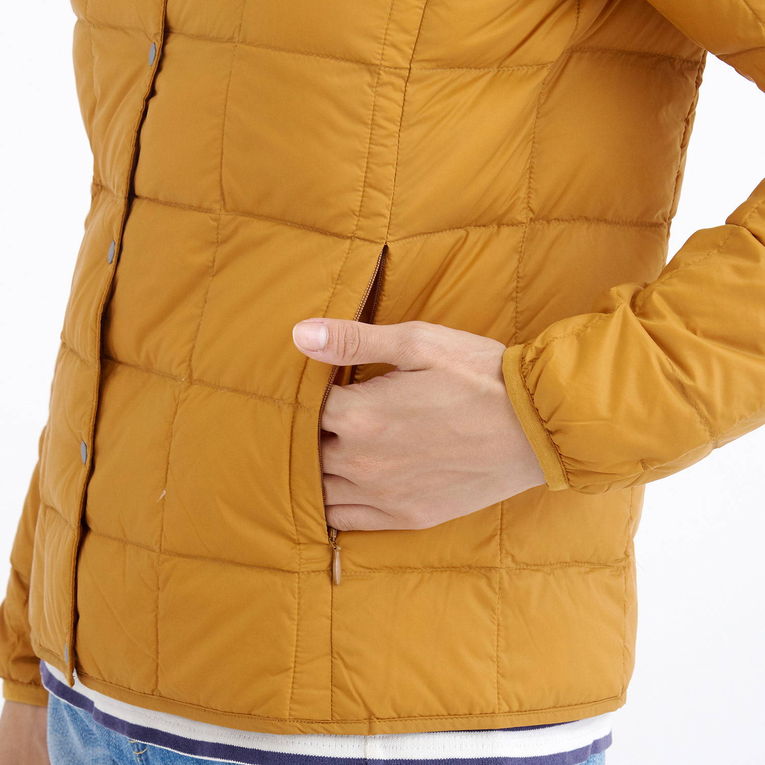 TAION（タイオン）/クルーネックボタンダウンジャケット/オレンジ/WOMENS