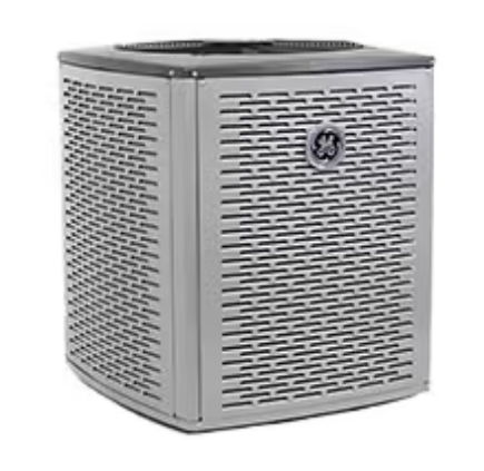 Air conditioning unit with a metallic gray exterior.