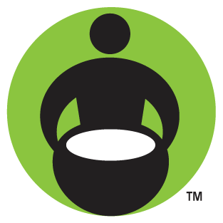 Person stirring a pot inside a green circular logo.