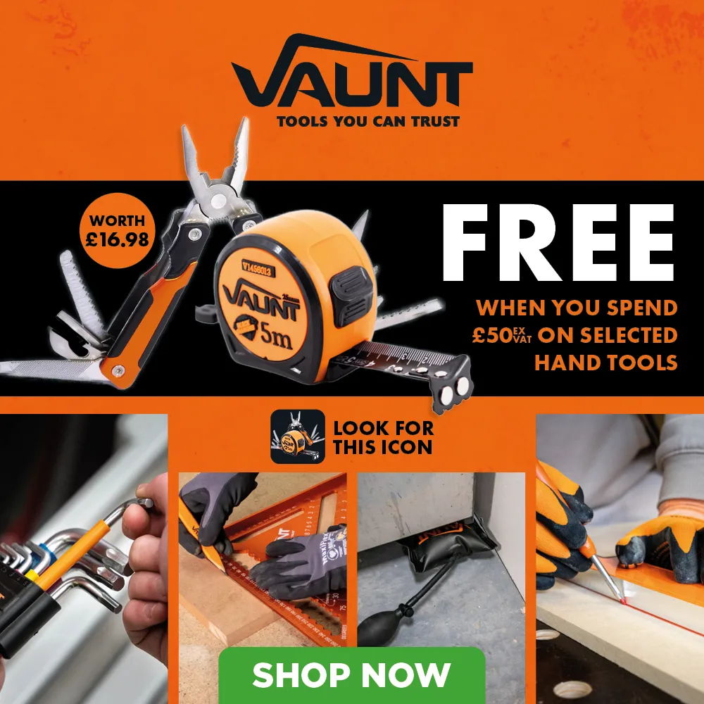 Promotional image for Vaunt tools, featuring free offer with purchase.