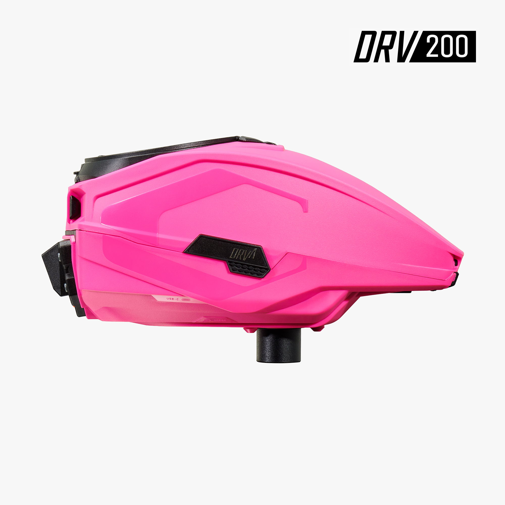 Pink paintball loader with a sleek design. Model DRV200.