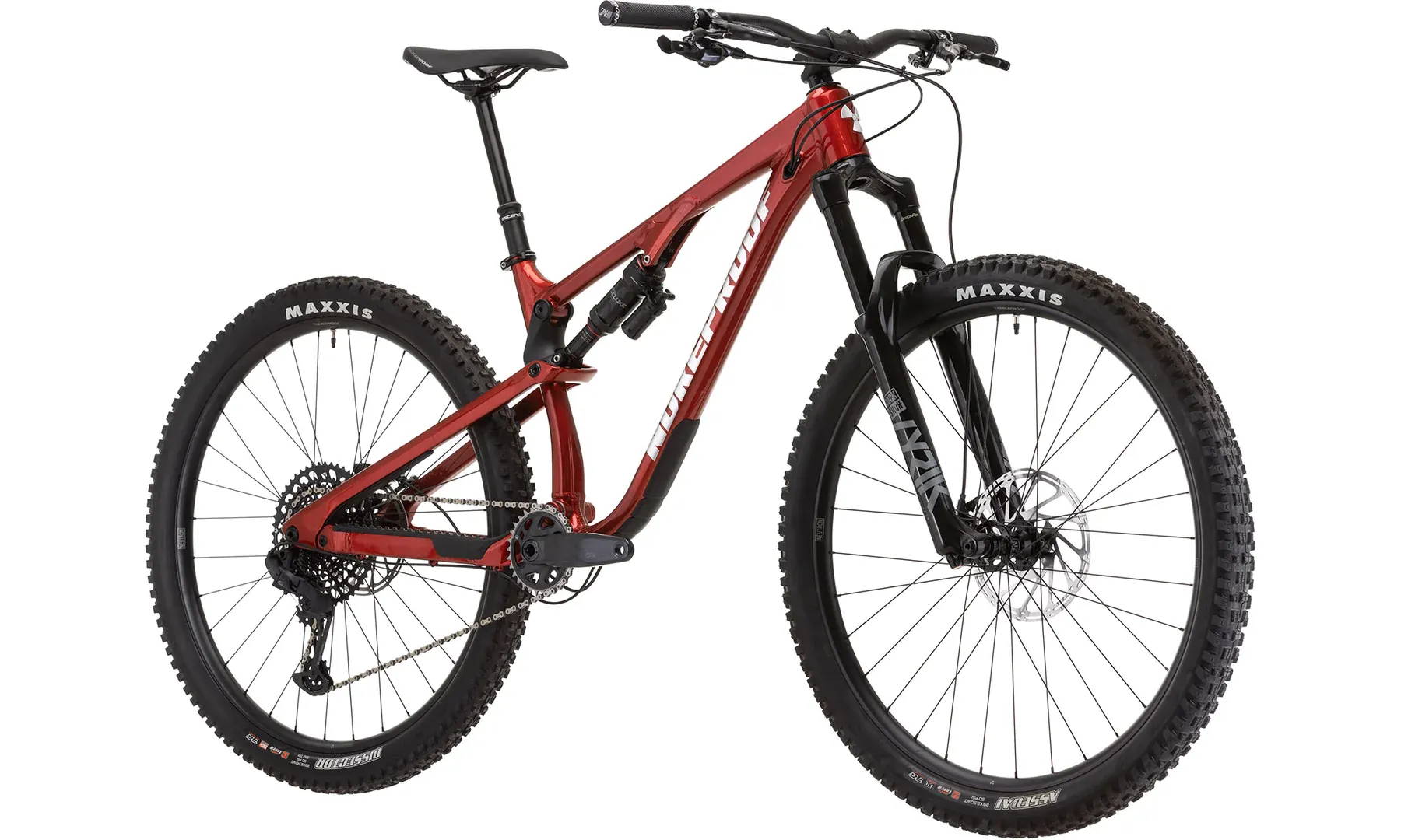 Side view of the Nukeproof Reactor Alloy mountain bike.