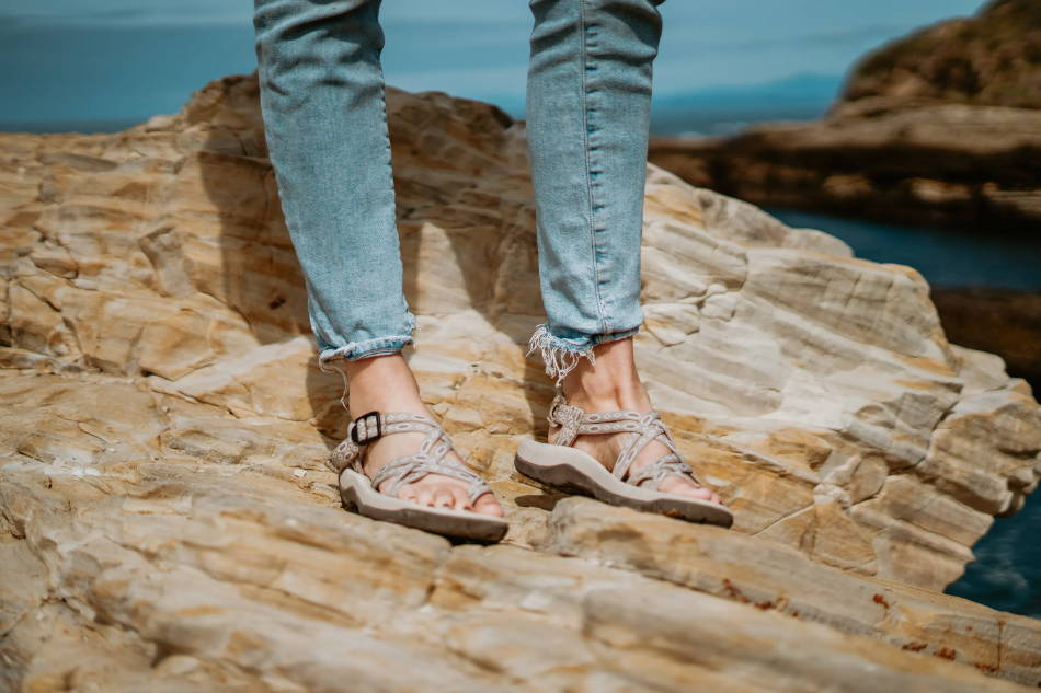 woman wearing sports sandals on a cruise excursion 