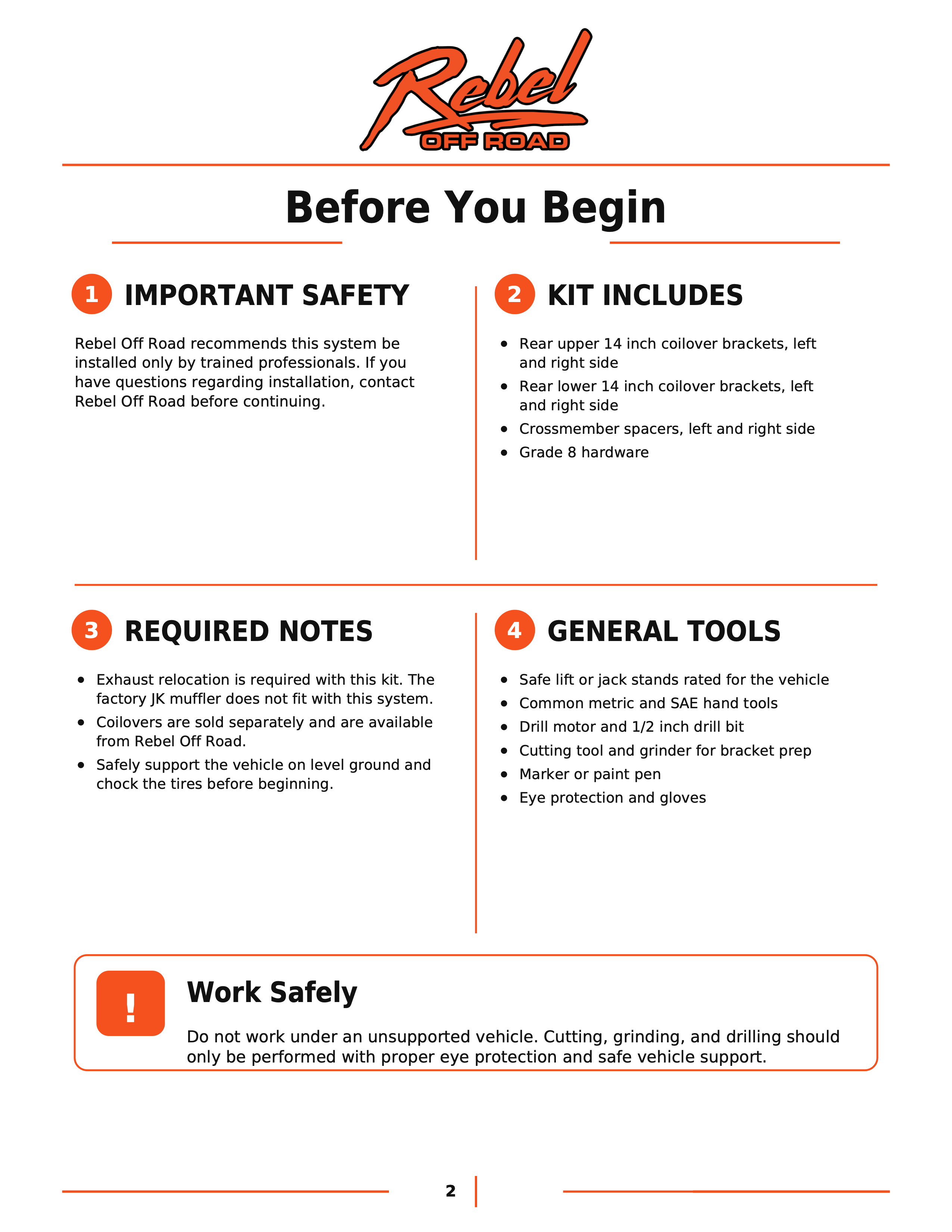Instructional document with safety tips and required tools for a project.