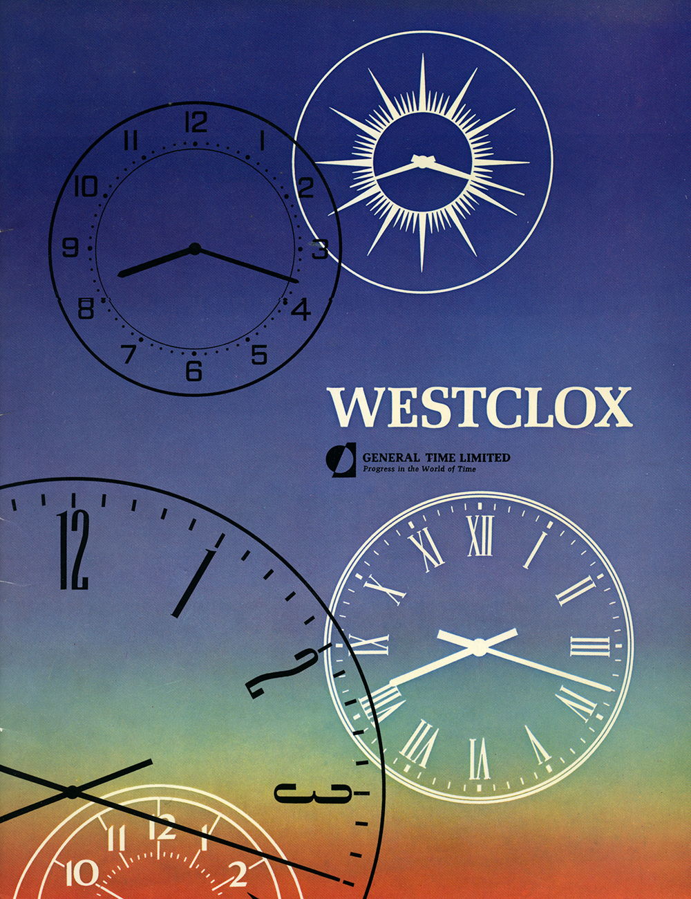 Colorful clock design with the text 