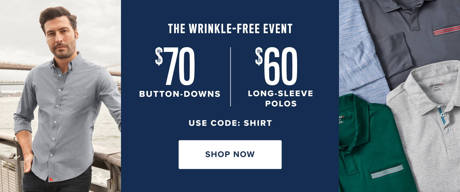Model is wearing UNTUCKit Wrinkle-Free Shirt.