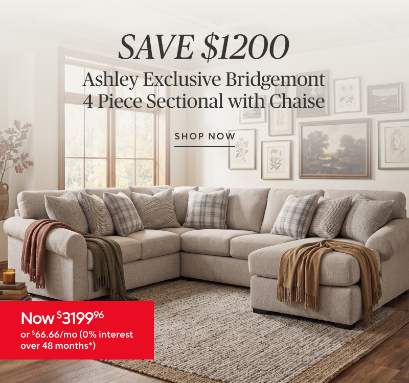Ashley Exclusive Bridgemont 4 PIece Sectional with Chaise Now $3199.96 Save $1200