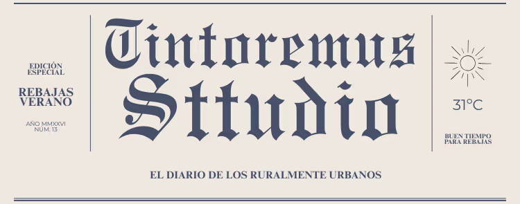 Promotional newspaper for Tintoremus Studio with discounts up to 30%.