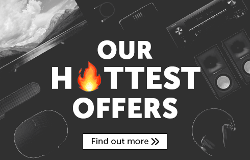 Promotional graphic featuring text about hot offers on electronic products.