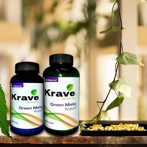 Krave Kratom Green Malay 300 and 500 Capsules
