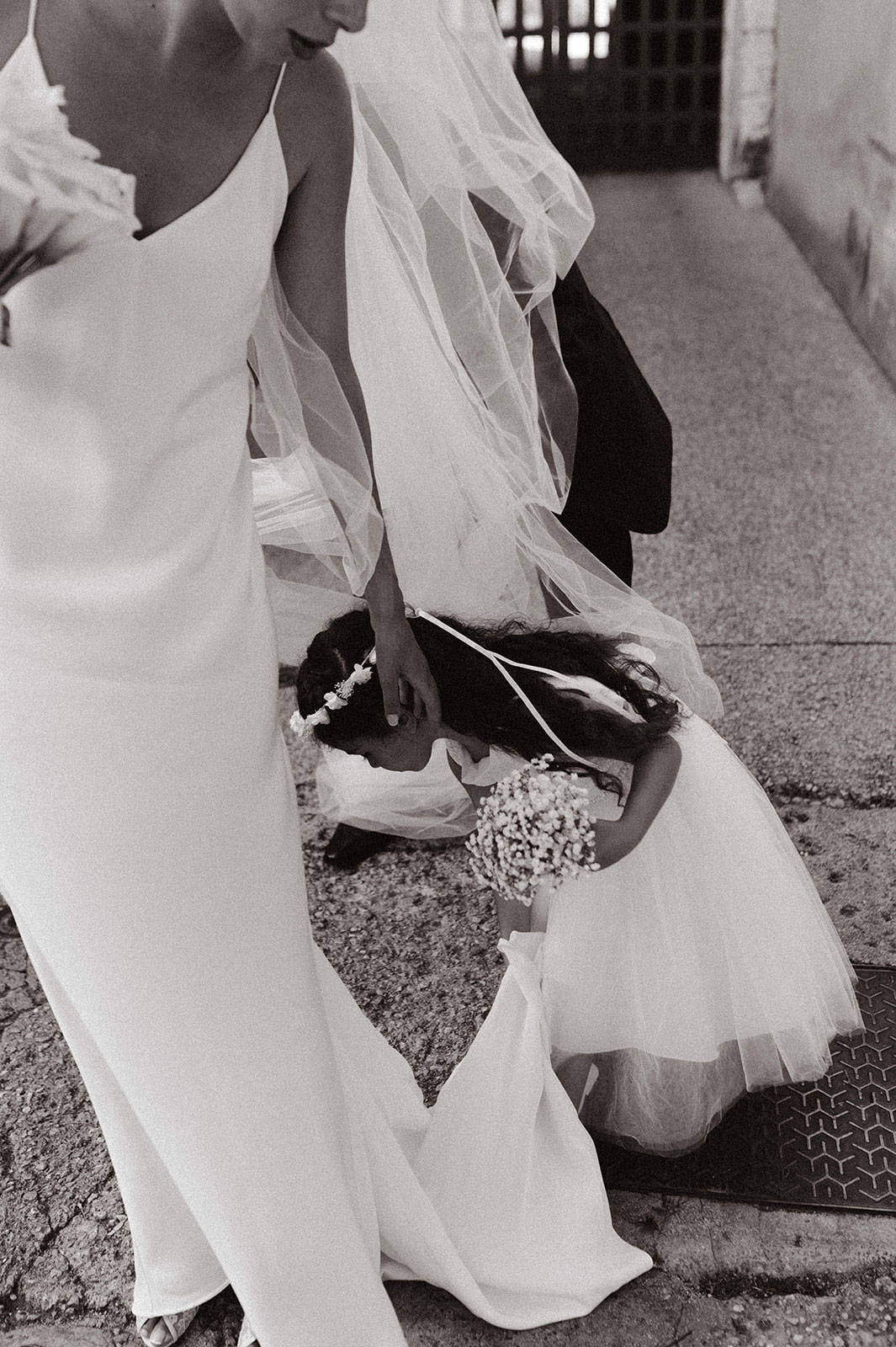 Bride and flower girl