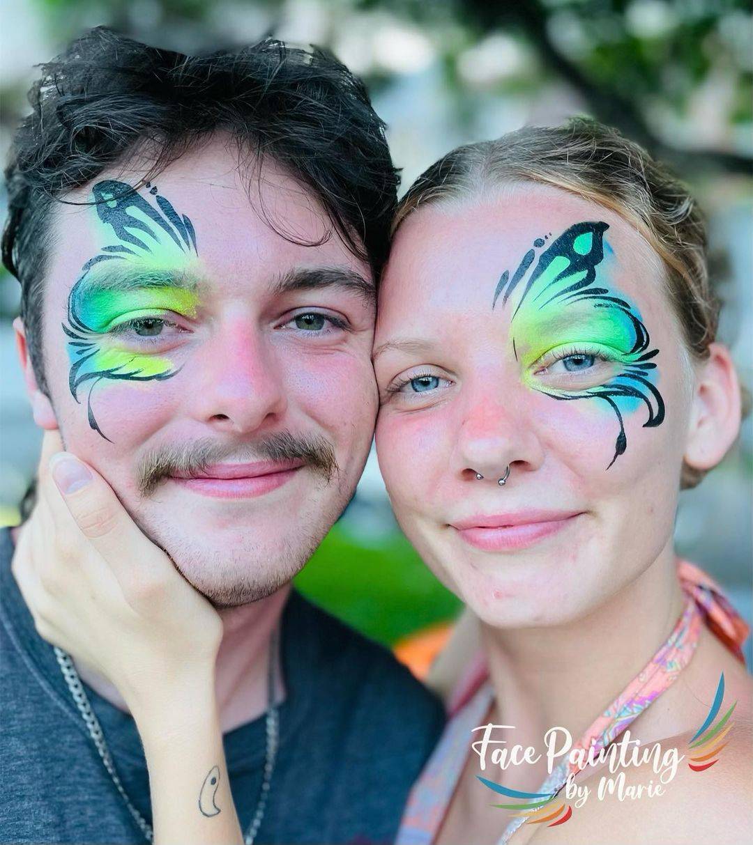 young couple face paint butterfly marie zimmerle
