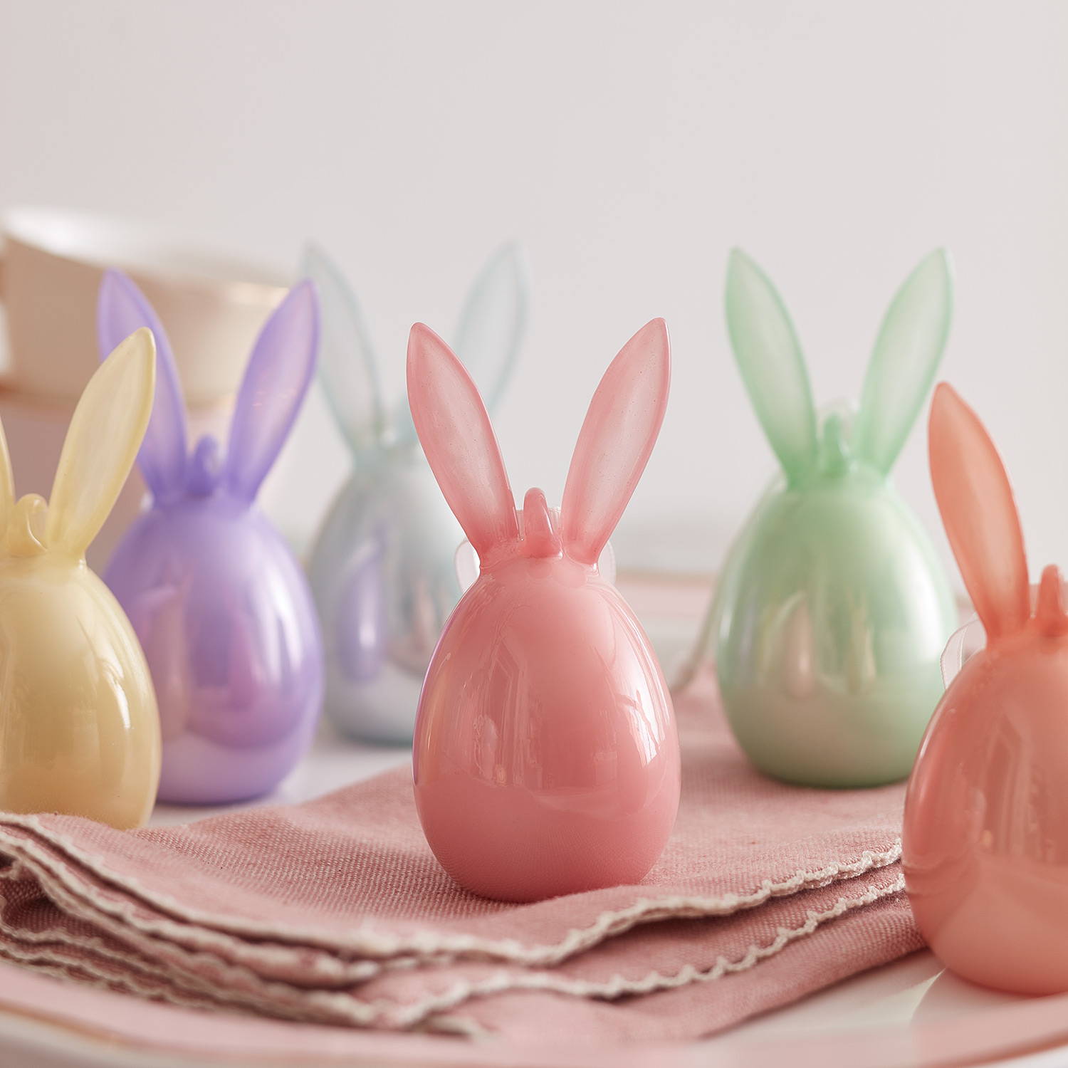  Figurines Décoratives, 6 Lapins de Pâques Pastel en Verre