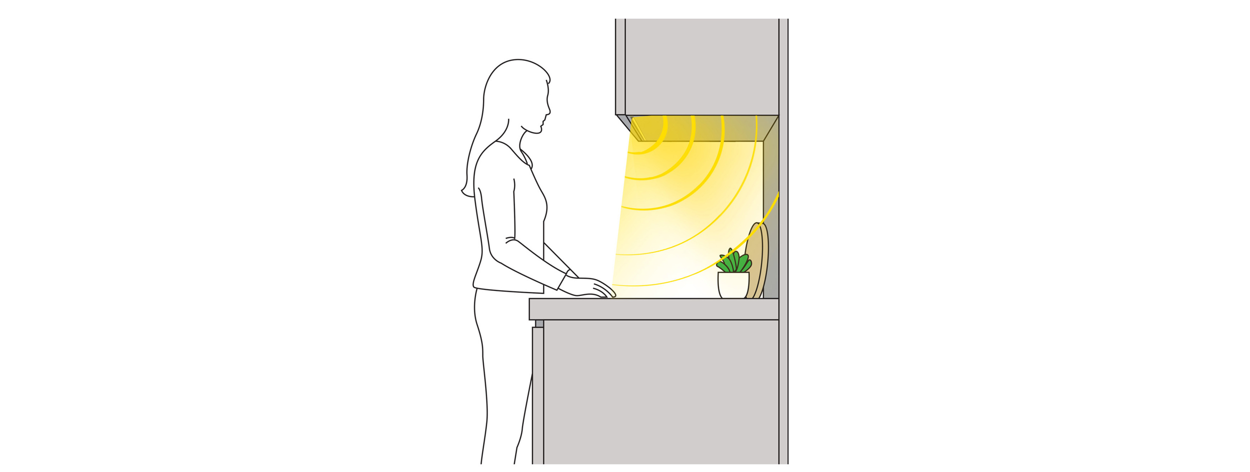 Low-Profile Surface Mount Under Cabinet Light with concealed LED source
