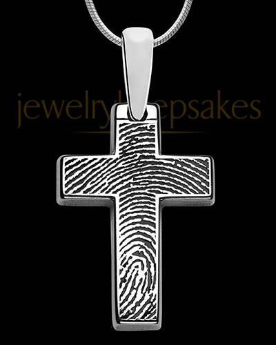 Solid White Gold Divine Thumbprint Cross