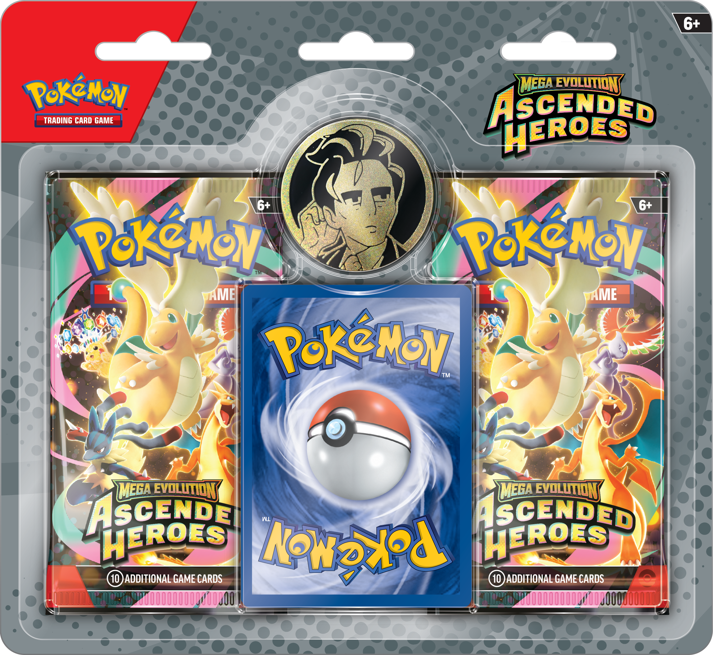 An Ascended Heroes Blister Pack featuring a coin of Larry.