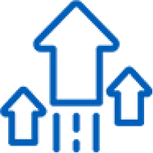Three upward arrows indicating growth or progress.
