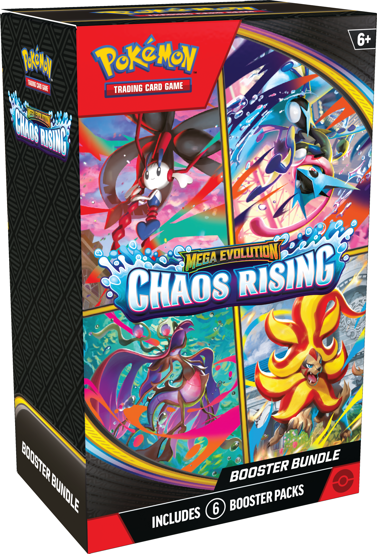 A booster bundle from the new Pokémon TCG set Chaos Rising.