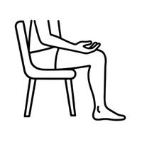 Instructional icon showing a person sitting with knees bent at a 90-degree angle, demonstrating proper posture for Step 1 of wide calf measurement instructions.