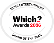 Which? Awards 2026 Home Entertainment Brand of the Year logo.