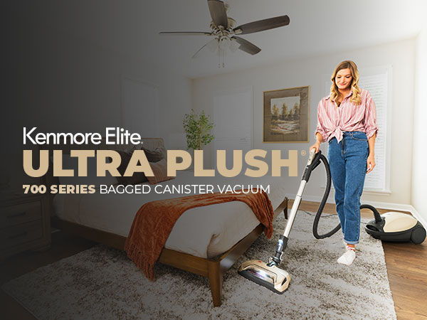 Kenmore Elite Ultra Plush vacuum in a living room setting.