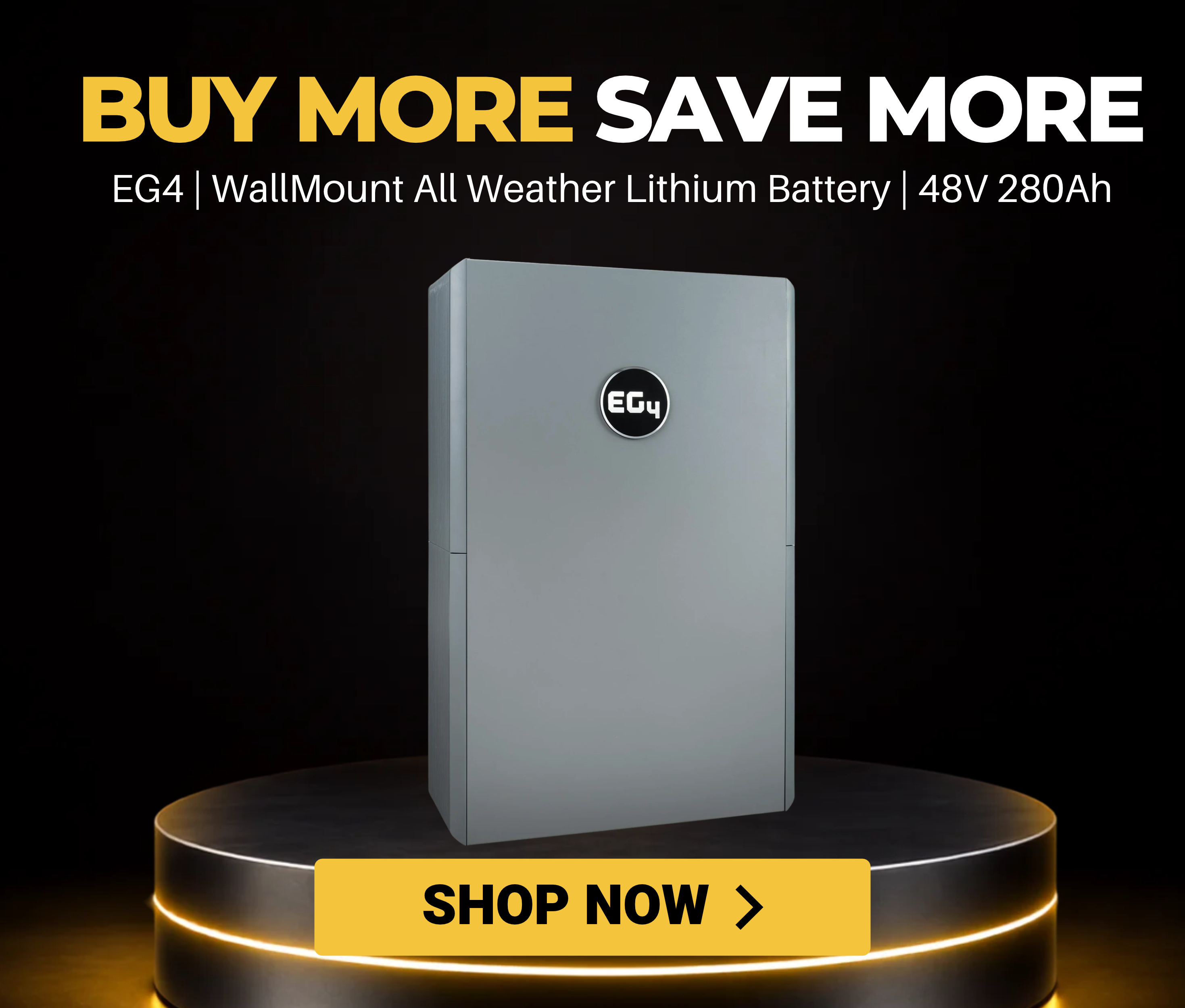 Advertisement for EC4 WallMount All Weather Lithium Battery, 48V 280Ah.