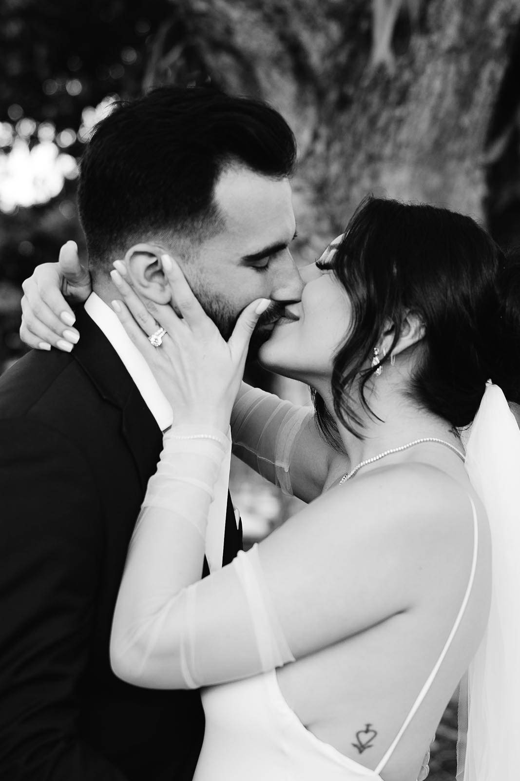 Bride and groom sharing a kiss