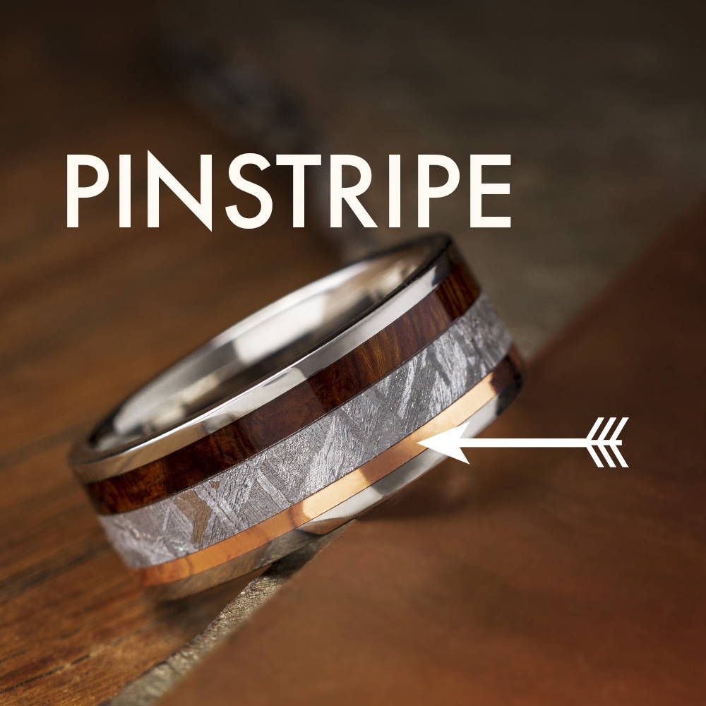 Wedding band with pinstripe