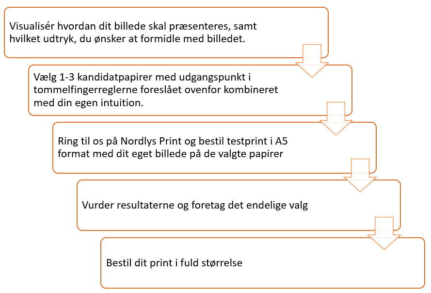 Anbefalet workflow når der skal vælges papir til giclée tryk