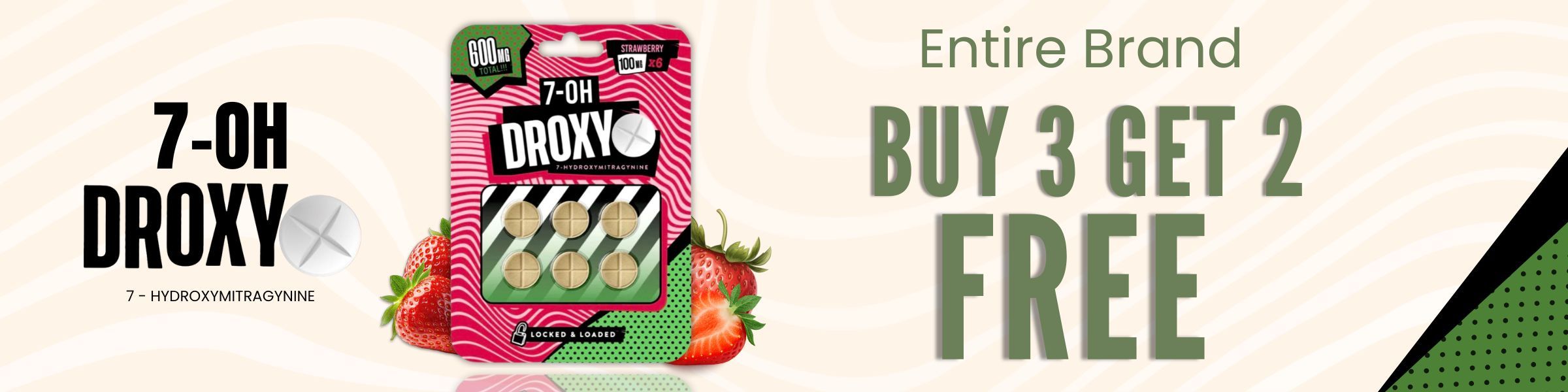 Promotional banner for Droxy: Buy 3 Get 2 Free offer.