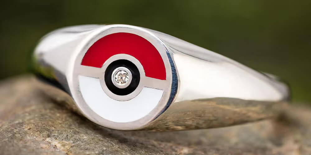 Pokemon Pokeball Silver Ring