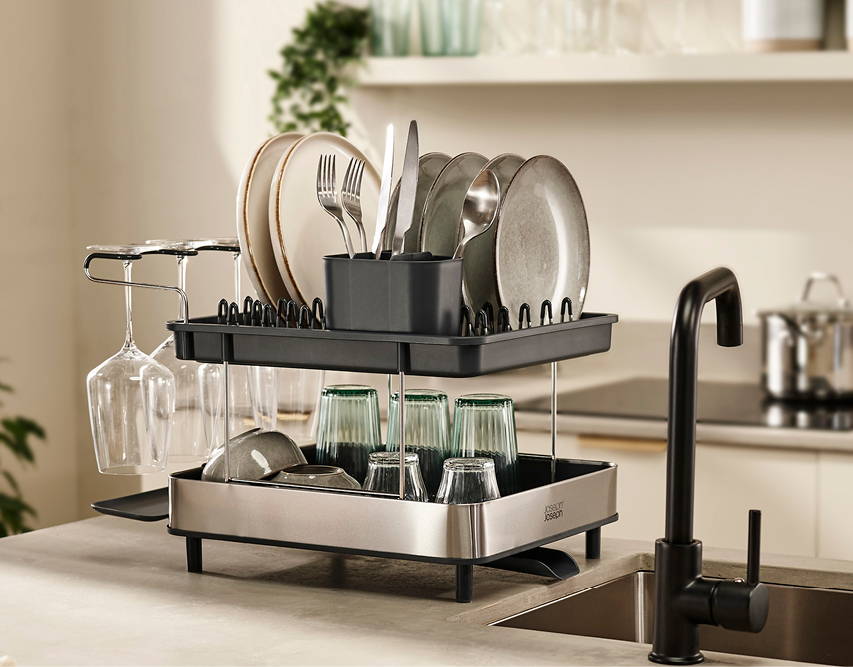 Triangle Roll-Up Dish Drying Rack - Small Foldable Silicone Coated for Sink  Corner, Stainless Steel Over Sink Organizer, Drainer Caddy and Space Saver