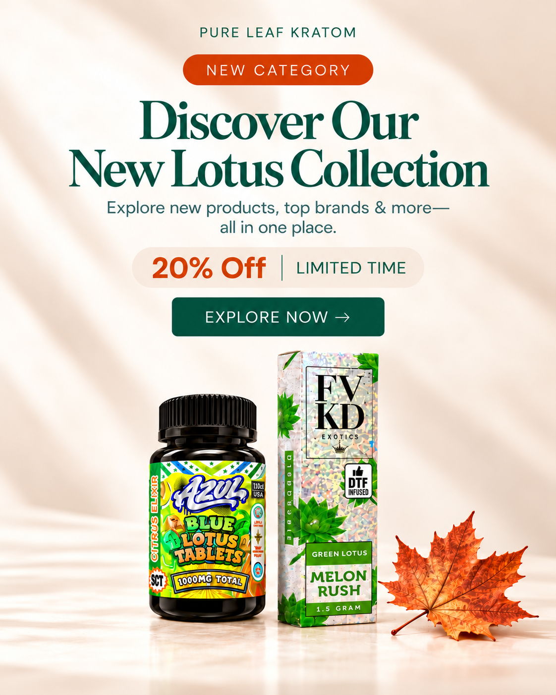 Promotional image for new product collection with discount offer.