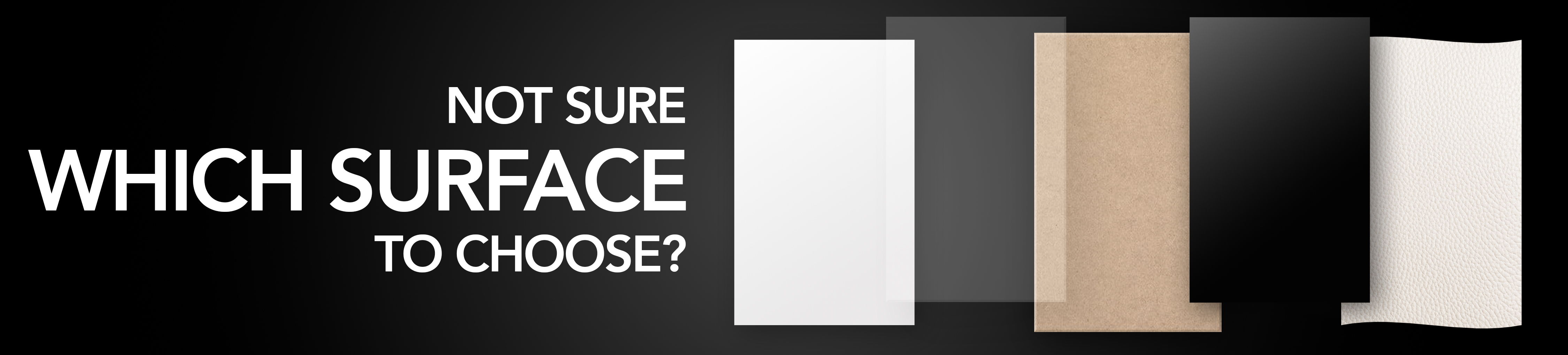 Not sure which surface to choose? Compare COLORboard Expressions print substrates — acrylic, MDF, and faux leather