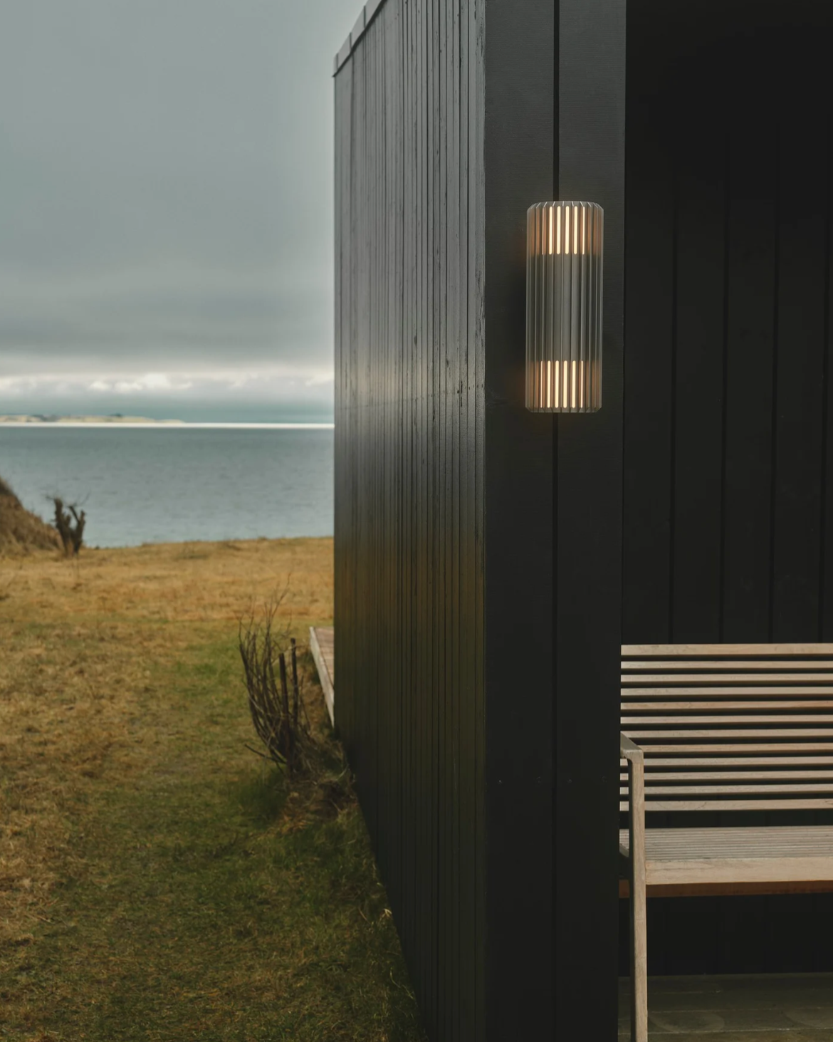 Ribbed Cylindrical Up and Down Wall Light anthracite barn