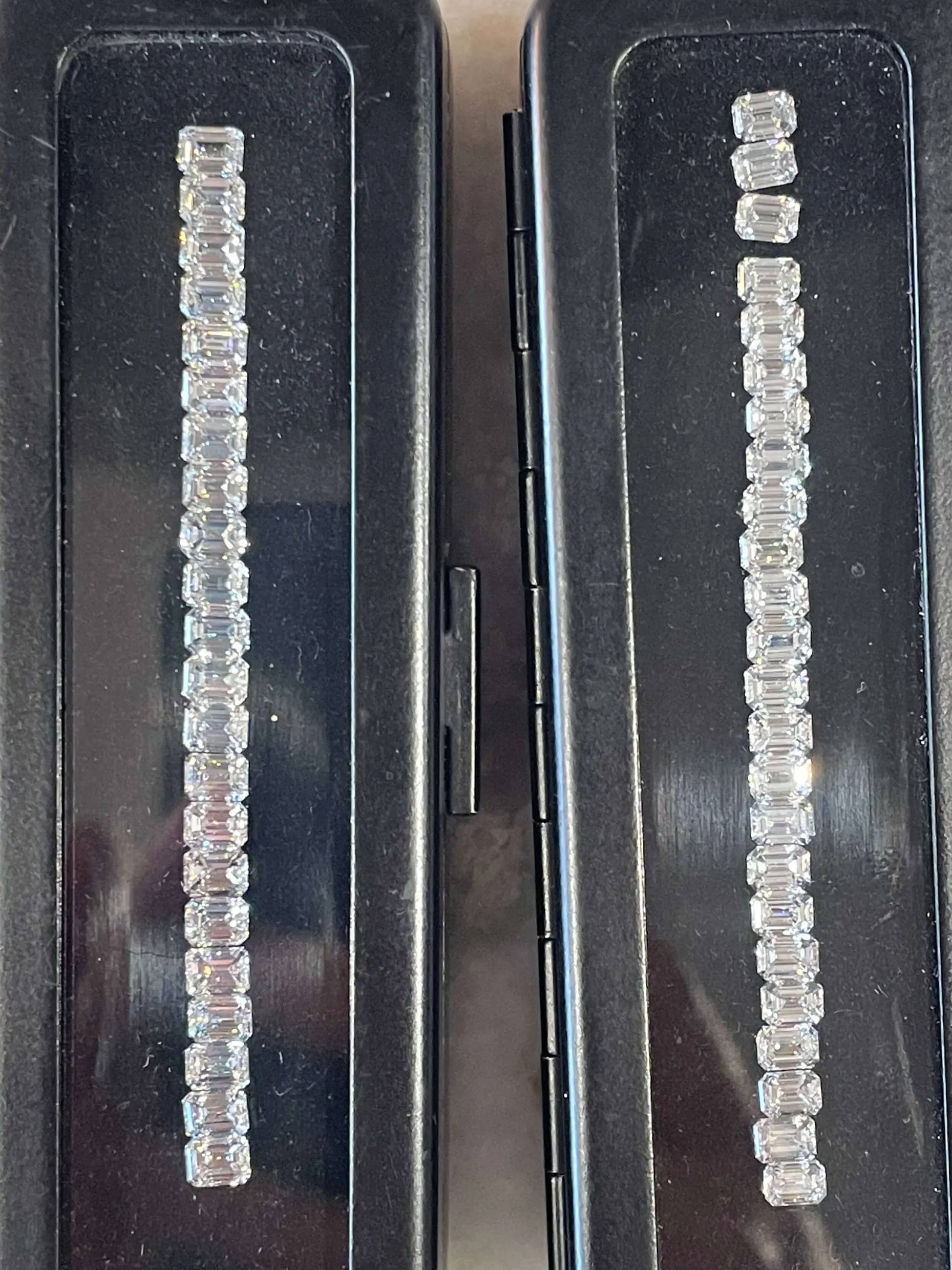 emerald cut diamonds close up