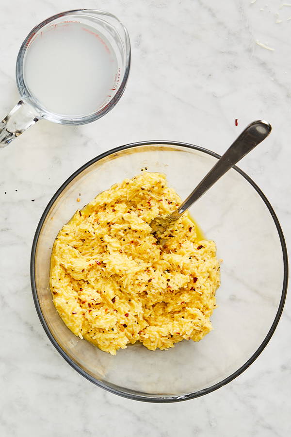 Egg mixture that will become the sauce for Bucatini Carbonara